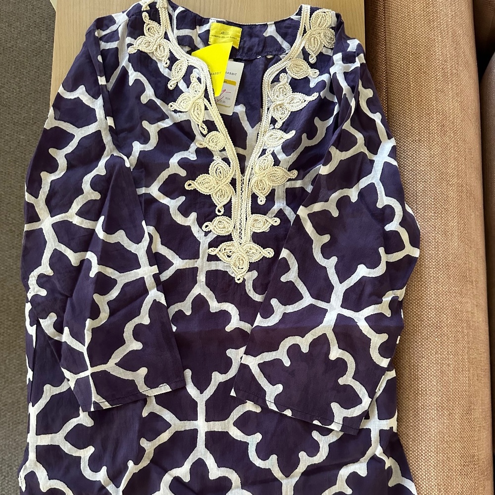 NEW with tags. Roller Rabbit Indigo Navy Tunic Coverup XXS